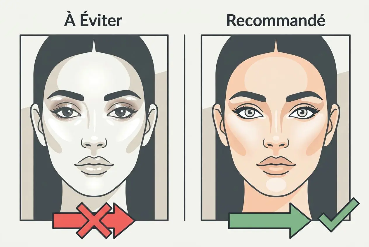 Comment se préparer à une séance photo de grossesse : esquisse des conseils éducatifs et alternatives de maquillage à éviter/à privilégier comme sur l’image.